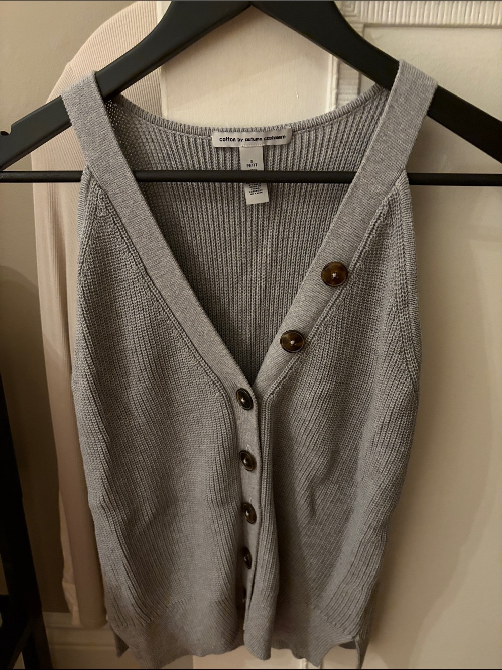 Autumn Cashmere Gray Cotton Blend Button-Front Knit Vest